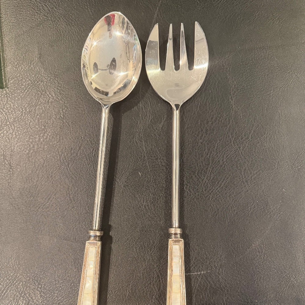 Pottery Barn Mother of Pearl Salad Serving Set